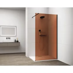 Polysan ESCA BLACK MATT Walk-in zuhanyfal, falra szerelhető, barna üveg, 1400mm
