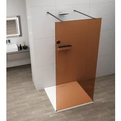 Polysan ESCA BLACK MATT Walk-in zuhanyfal, szabadonálló, barna üveg, 1400mm