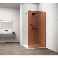 Polysan ESCA COPPER MATT Walk-in zuhanyfal, falra szerelhető, barna üveg, 1400mm