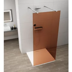 Polysan ESCA CHROME Walk-in zuhanyfal, szabadonálló, barna üveg, 1500mm