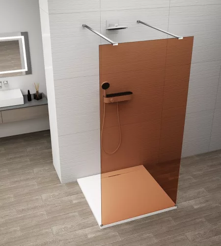 Polysan ESCA CHROME Walk-in zuhanyfal, szabadonálló, barna üveg, 1500mm
