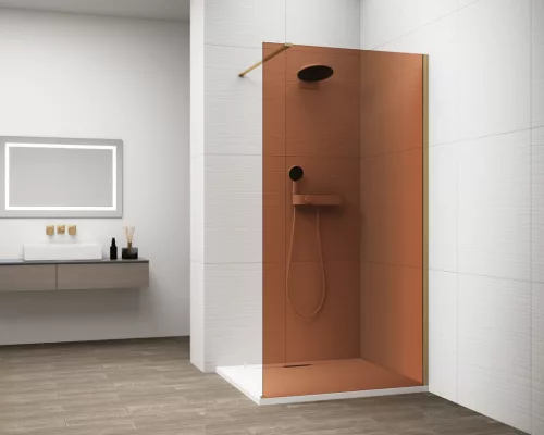 Polysan ESCA GOLD MATT Walk-in zuhanyfal, falra szerelhető, barna üveg, 800mm