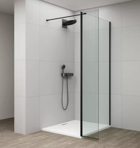 Polysan ESCA BLACK MATT zuhanyoldalfal, 1200mm, nyilóajtóval, 400mm