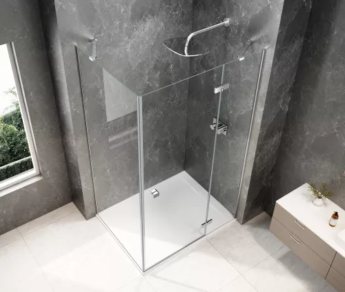Polysan GLOBE CHROME nyílóajtó oldalfallal, 1100x1000mm, jobbos, transzparent üveg
