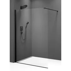 Polysan MODULAR Fix zuhanyfal, 800mm, transzparent üveg, matt fekete profil