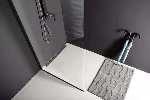 Polysan MODULAR Fix zuhanyfal, 800mm, transzparent üveg, matt fekete profil