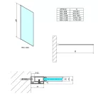 Polysan MODULAR Fix zuhanyfal, 800mm, transzparent üveg, matt fekete profil