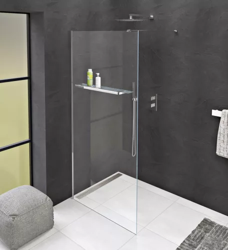 Polysan MODULAR SHOWER Fix zuhanyfal, törölközőtartó lyukakkal, 900mm, transzparent üveg