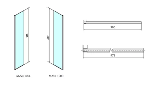 Polysan MODULAR Fix oldalfal, L típusú, 2/2-es modul, jobbos, 1000mm, transzparent üveg