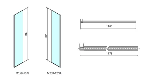 Polysan MODULAR Fix oldalfal, L típusú, 2/2-es modul, jobbos, 1200mm, transzparent üveg