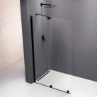 Polysan MODULAR SHOWER tolóajtó fix résszel, 1000mm, matt fekete profil, transzparent üveg