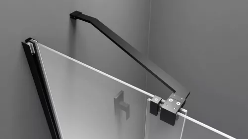 Polysan MODULAR SHOWER tolóajtó fix résszel, 1000mm, matt fekete profil, transzparent üveg