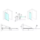Polysan MODULAR SHOWER tolóajtó fix résszel, 1000mm, matt fekete profil, transzparent üveg