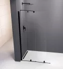Polysan MODULAR SHOWER tolóajtó fix résszel, 1200mm, matt fekete profil, transzparent üveg