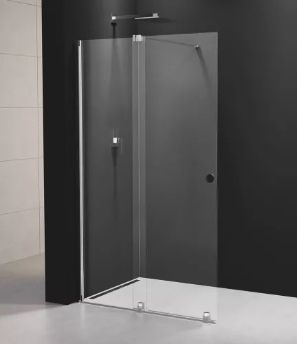Polysan MODULAR SHOWER tolóajtó fix résszel, 1600mm, transzparent üveg