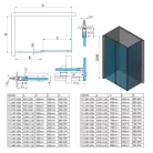 Polysan THRON LINE SQUARE szögletes zuhanykabin 1200x700mm, szögletes görgők