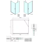 Polysan ZOOM LINE zuhanyajtó és oldalfal, jobbos/balos, 900x900mm, transzparent, króm