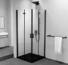 Polysan ZOOM LINE BLACK sarokbelépős zuahanykabin harmónikaajtóval, balos 900x900mm, transzparent üveg