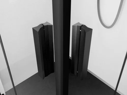 Polysan ZOOM LINE BLACK sarokbelépős zuahanykabin harmónikaajtóval, balos 900x900mm, transzparent üveg
