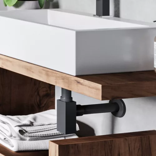 Ferro Quadro szögletes búraszifon 32 mm fekete S280-BL