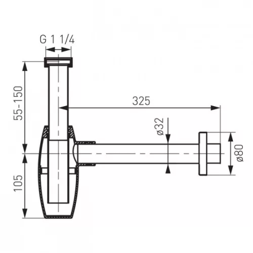 Ferro S286 ovális búraszifon 32 mm króm (S286)