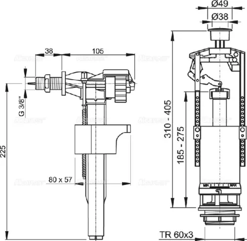 Alcaplast SA2000 öblítő rendszer 3/8 col (SA2000-38)