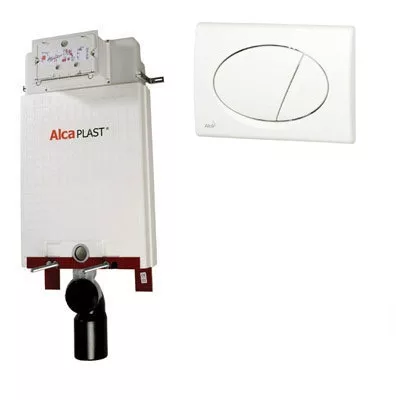 Alcaplast AM100 beépíthető WC tartály szett fehér nyomólappal s011 (SANISET011)