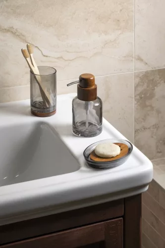 FIGO szappanadagoló, 300ml, füstüveg/fa (08387)