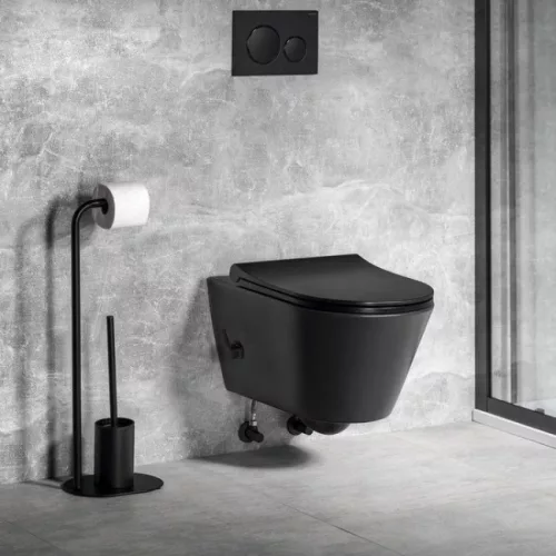 Sapho AVVA RIMLESS fali WC bidézuhannyal matt fekete SAPHO-100315-110 rajz