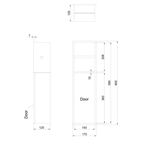 INSERTA burkolható WC-papírtartó, 600x170mm, gun metal (1301-60B)