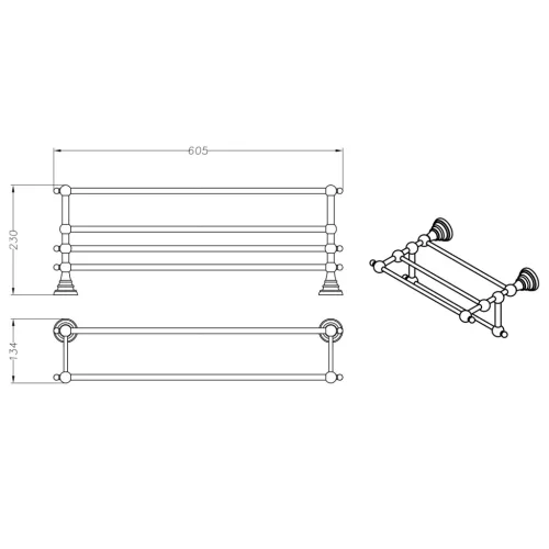 DIAMOND törölközőtartó polc, 60cm, bronz (1318-14)