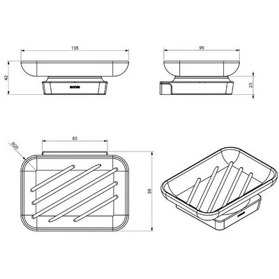 Sapho Zen szappantartó tejüveg króm 161003