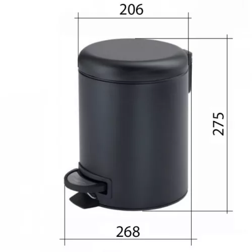 Sapho POTTY fém szemetes SoftClose matt fekete SAPHO-330914