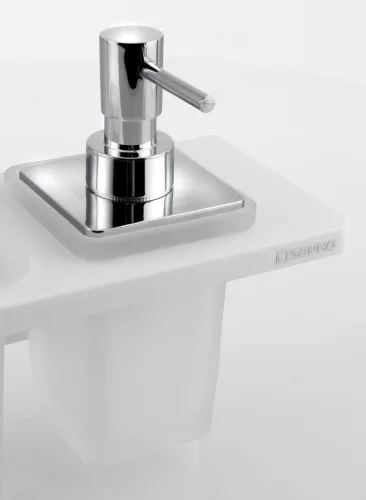 ABELINE rockstone polc, 2 furattal, 1 pohárral, 1 szappanadagolóval, 1000x12x100mm, matt fehér (AE102-0101-02)