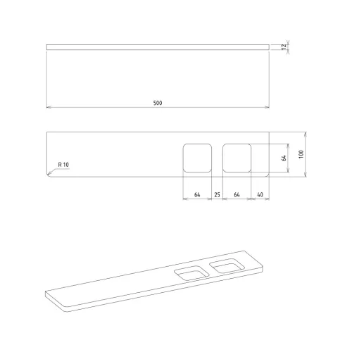 ABELINE rockstone polc, 2 furattal, 1 pohárral, 1 szappanadagolóval, 500x12x100mm, matt fehér (AE502-0101-02)