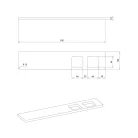 ABELINE rockstone polc, 2 furattal, 1 pohárral, 1 szappanadagolóval, 500x12x100mm, matt fehér/fekete (AE502-0101-03)