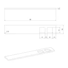 ABELINE rockstone polc, 2 furattal, 1 pohárral, 1 szappanadagolóval, 600x12x100mm, matt fehér/fekete (AE602-0101-03)
