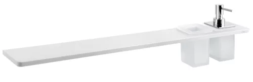 ABELINE rockstone polc, 2 furattal, 1 pohárral, 1 szappanadagolóval, 800x12x100mm, matt fehér (AE802-0101-02)