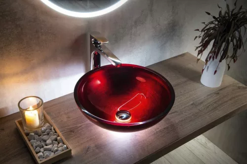 Sapho MURANO ROSSO üvegmosdó, átm:40x14cm, piros