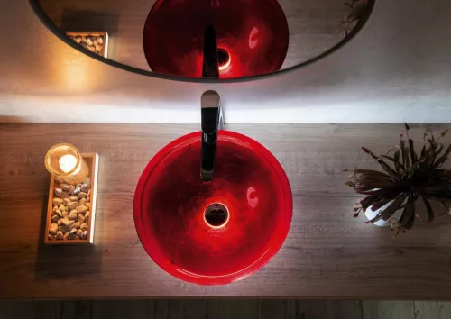 Sapho MURANO ROSSO üvegmosdó, átm:40x14cm, piros