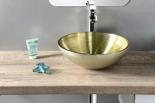 Sapho MURANO SOFT BROWN üvegmosdó, átm:40x14cm, világos barna