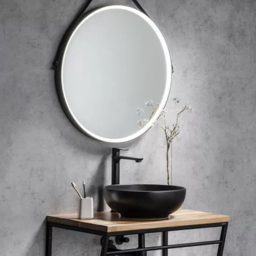 Sapho RONDANE pultra szerelhető mosdó matt fekete 40 cm (SAPHO-AR435B)