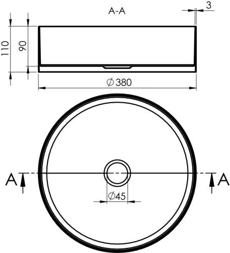 Sapho AURUM mosdó klik-klak lefolyóval, átm.:38cm, szálcsiszolt INOX