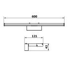 Sapho CHICAGO XL LED világítás, 600x120x40mm, 12W, 230V, matt fekete