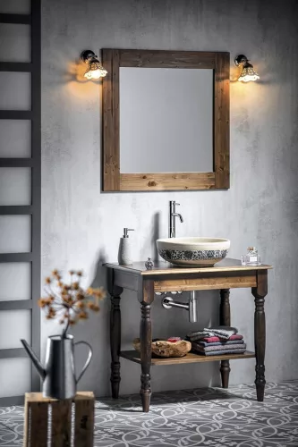 BRAND tükör, fa kerettel, 800x800 mm (BA051S)