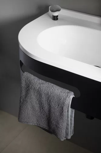 PULSE konzol törölközőtartóval, jobbos, 75x45cm, matt fekete (BM658-CP)