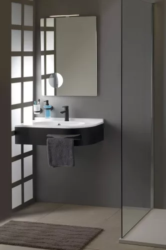 PULSE konzol törölközőtartóval, balos, 75x45cm, matt fekete (BM752-CL)