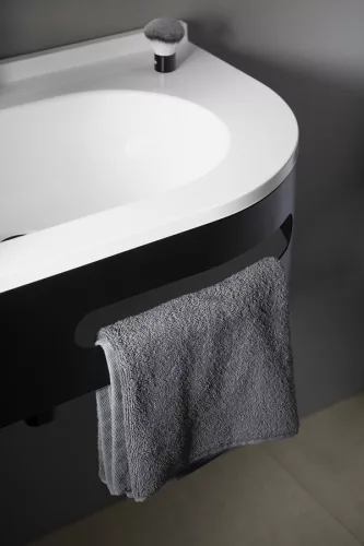 PULSE konzol törölközőtartóval, balos, 75x45cm, matt fekete (BM752-CL)