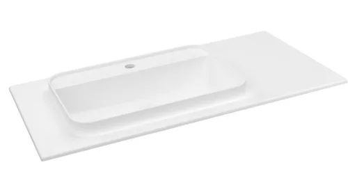 Sapho BRAHEA Rockstone mosdó és pult, 96,6x51,5cm, balos, matt fehér