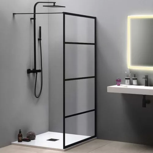 SAPHO Gelco Cure Black Walk-In zuhanyfal 80 cm fekete profil SAPHO-CB80 rajz1